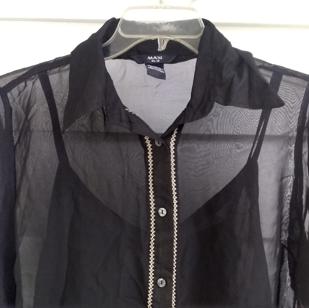 Vintage Maxi Sheer Blouse, XL-2